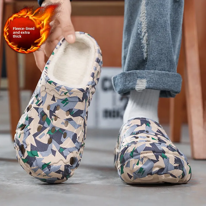 New Men Winter Slippers Indoor Comfortable Warm Slippers Summer Removable Sandals Men Casual Non Slip Plush Fur Slippers for Men