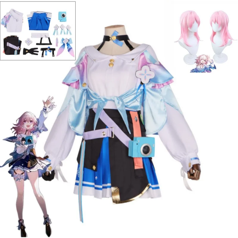 

Honkai: Star Rail 7th March Cosplay Women's Halloween Carnival Party Carnival Sailor Uniform March 7th role-playing costume wig