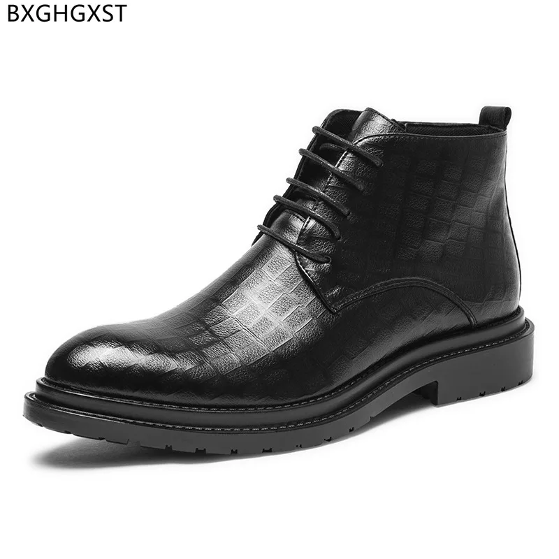

Brown Stivali Black Boots for Man 2024 Chunky Ankle Boots Men Platform Dress Shoes Designer Boots Man Erkekler Rahat Ayakkabılar