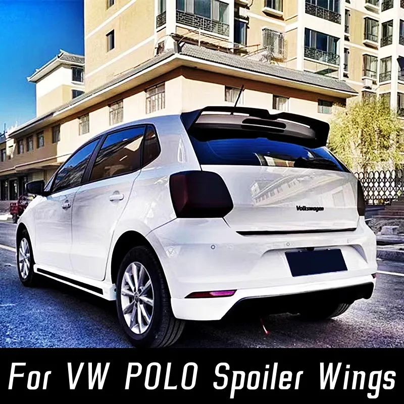 Per 2011 12 13 14 15 16 17 18 Vw Volkswagen Polo 6R Hatchback Posteriore Tronco Coperchio Tetto Spoiler Ala Abs Nero Carbonio Accessori Auto