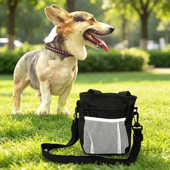 Borsa Porta Snack per Addestramento Cani, Marsupio Pieghevole Portatile per Alimenti all'Aperto, Contenitore Regolabile per Premi e Snack per Animali Domestici, Ideale per Passeggiate