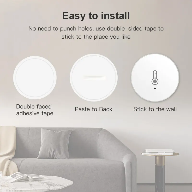 Tuya ZigBee 미니 온도 및 습도 센서 실내 습도 탐지기는 Alexa Google 홈 음성 앱 제어와 함께 작동합니다.