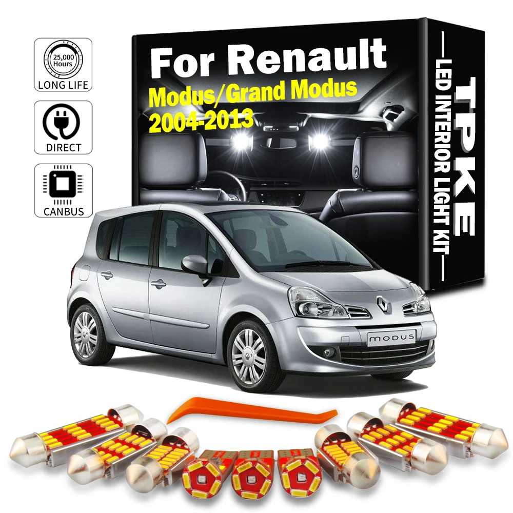 Tpke 12pcs Led Interior Map Dome Light Kit For Renault Modus Grand Modus 20042010 2011 2012