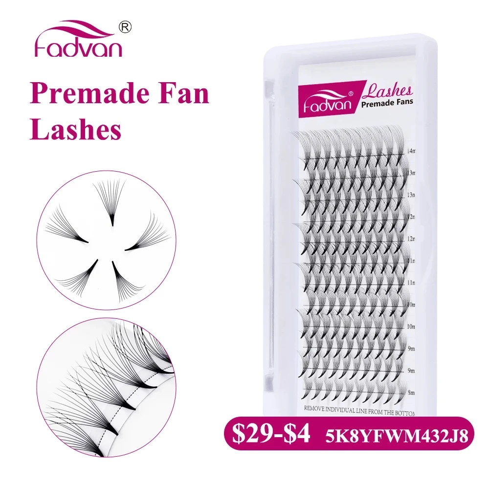 Fadvan Premade Volume Fan Eyelash Extension Supplies Short Stem 8 14