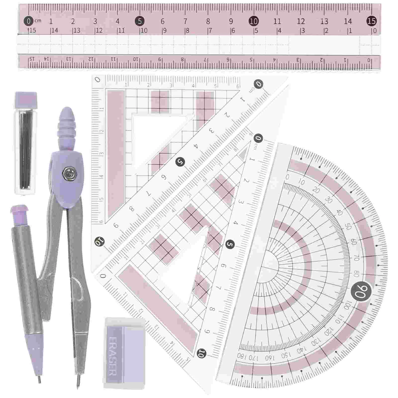 Ruler Set Stationery Protractor Compass Triangle Board Major Drawing Accessories Kit Wrought Iron Office Child