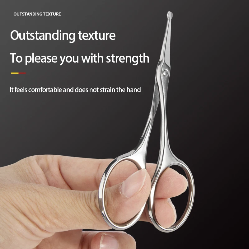 Stainless Steel Nose Hair Scissors Beauty Men And Women Eyebrow Trimming Large Curved Scissors Curved Beard Trimming