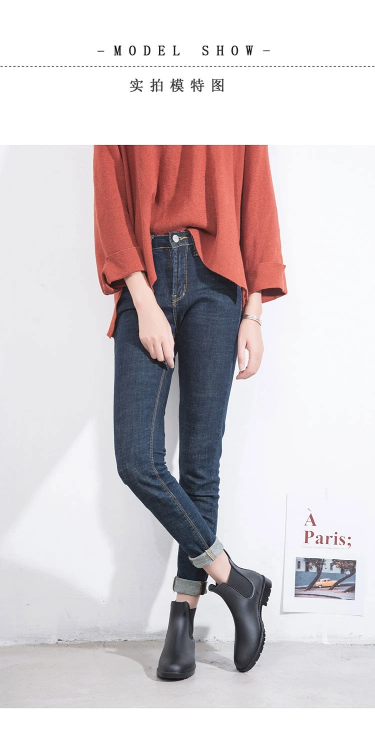 Litfun Women Chelsea Rain Boots Shiny Ankle Boots Waterproof Upper Toe Elastic Band Low Sole Fashion Non-slip Comfortable Boots