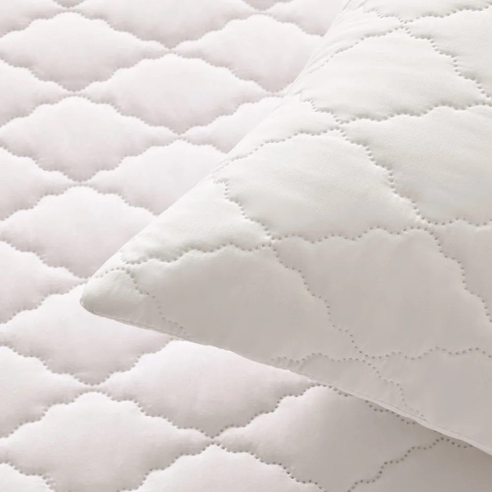 2pcs Nordic Style Quilted Pillow Case Solid Color Anti-Bacterial Waterproof Pillowcase Machine Washable Breathable Pillow Cover