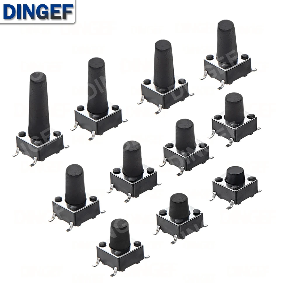 50PCS Tact Push Button Schalter 12V Kupfer 4Pin SMD Micro Schalter 6X6X5 4,3 5 5,5 6 7 8 9 10 11 12 13 15MM TV Spielzeug Heimgebrauch Taste – Detail 2