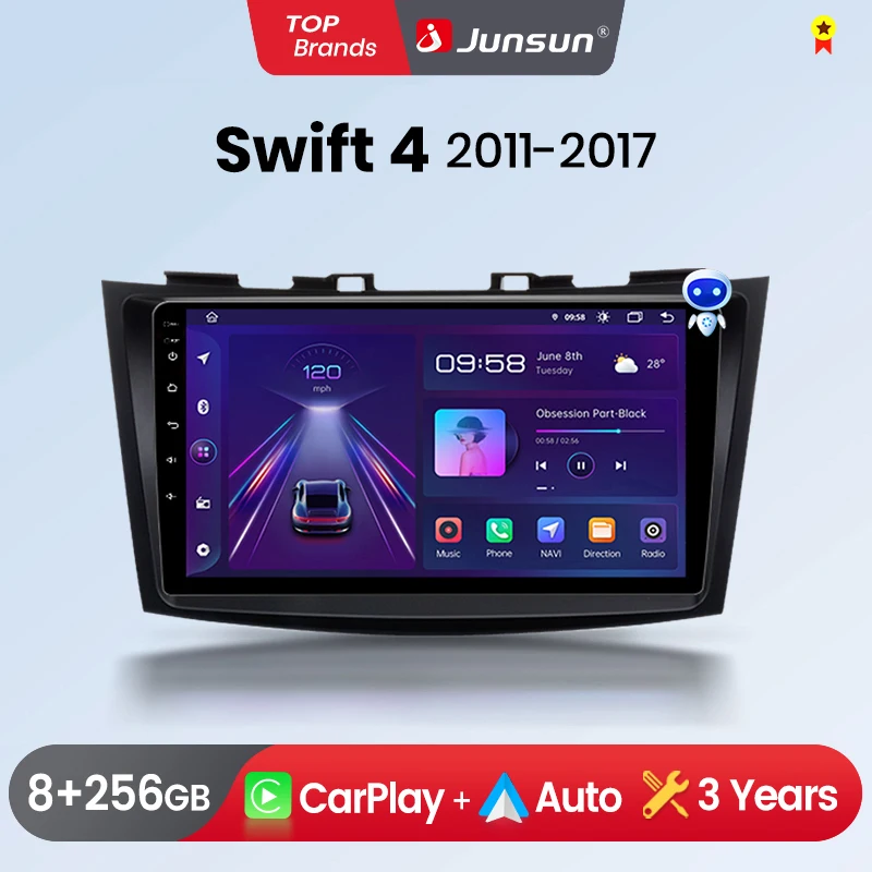 Junsun Wireless CarPlay Android Auto Car Radio for Suzuki Swift GPS Intelligent Systems Stereo Multimedia Autoradio