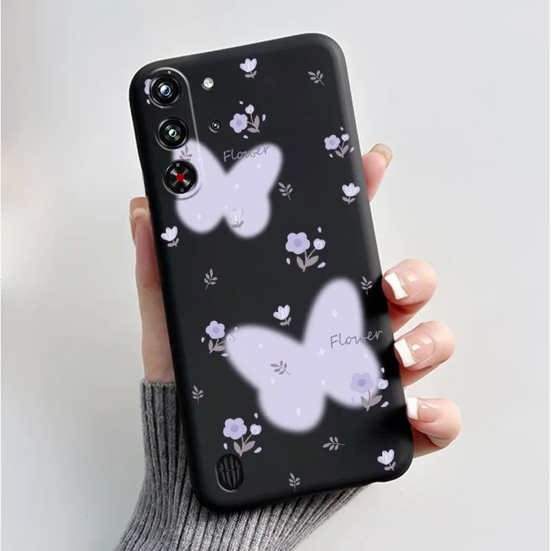 Soft Silicone Black Shell with Cute Flower Design - Protective Case