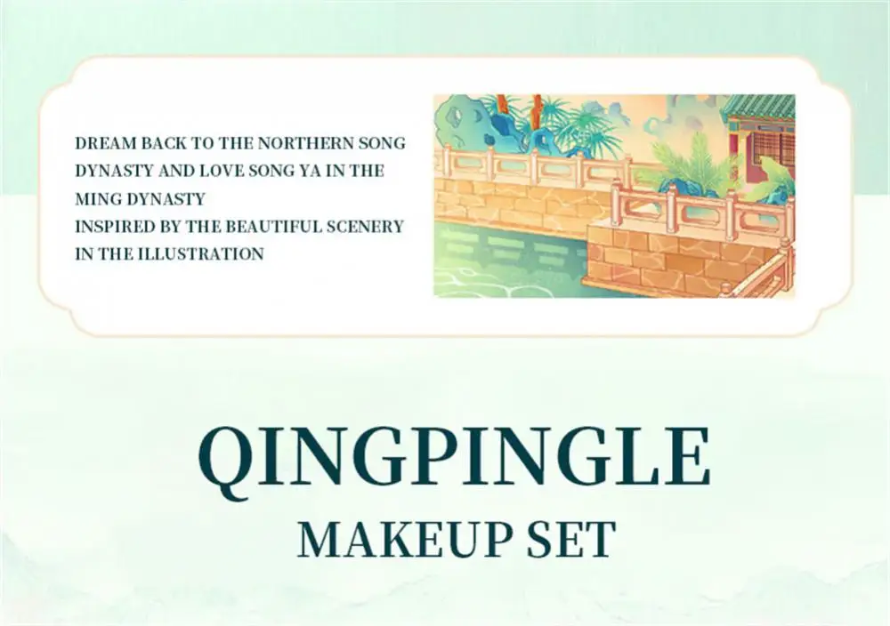 Sky Makeup Set Elegant Green Chinese Beauty Cushion BB Cream Lipstick Brow Pen Eyeliner Mascara Face Cosmetics Kit Gift Box