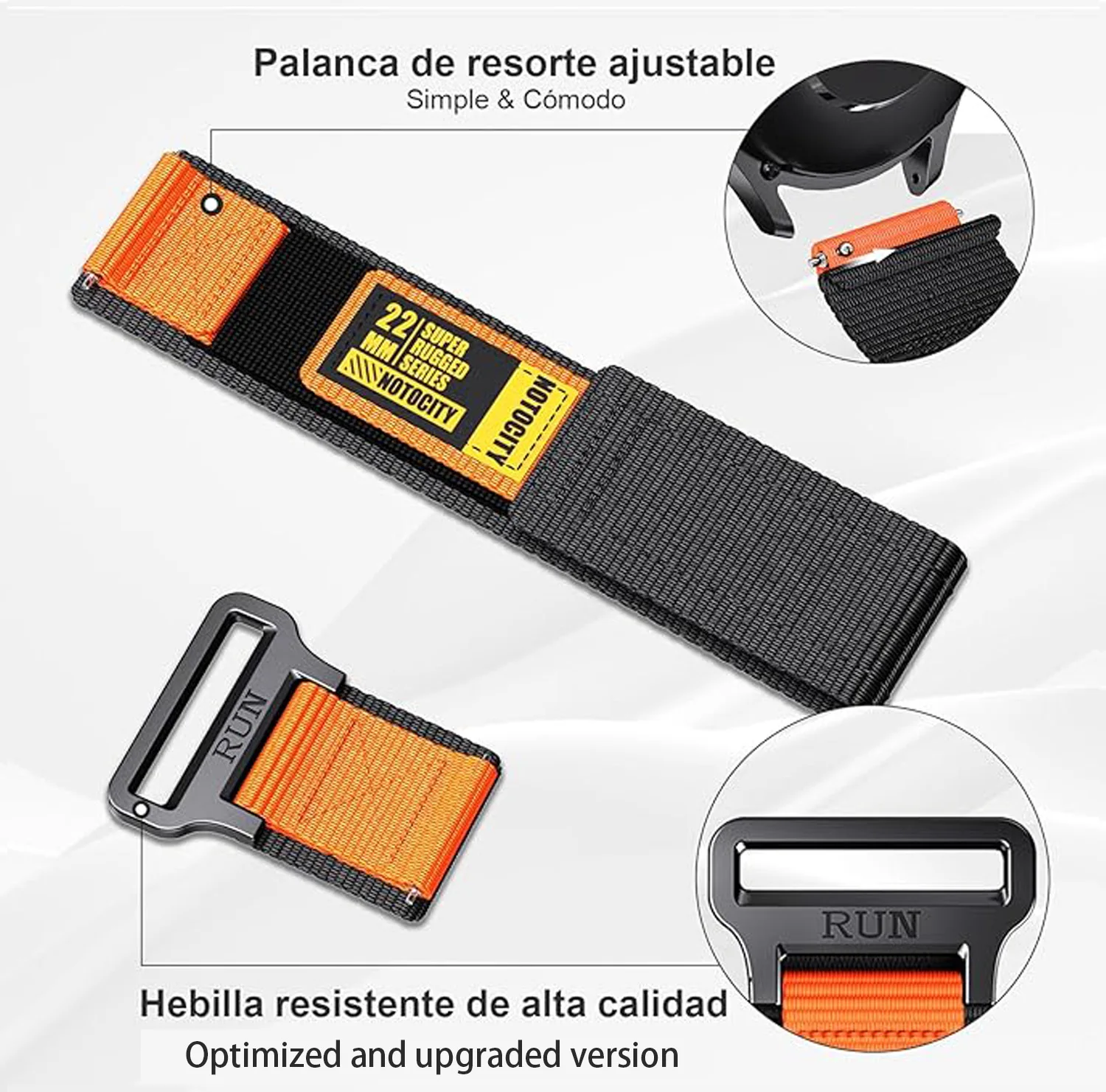 Versatile Nylon Smartwatch Band - 22mm Width