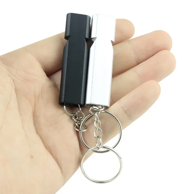 Survival Whistle Metal Whistle Dual Frequency Survival Whistle Flat Metal Whistle for Outdoor Hiking Climbing Emergence Cheerleading Souvenirs