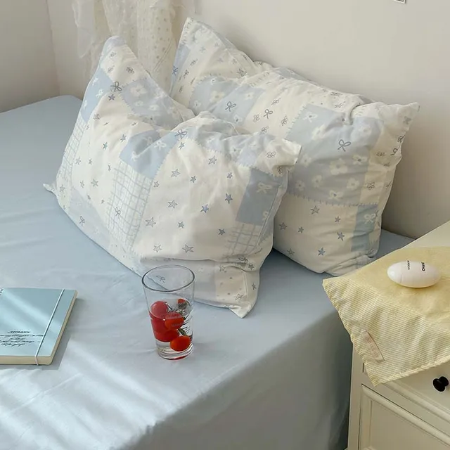Ensemble de housse de couette bleue 3 pièces (1 * housse de couette + 2 * taie d'oreiller, sans noyau), parure de lit bleue, douce et confortable 6