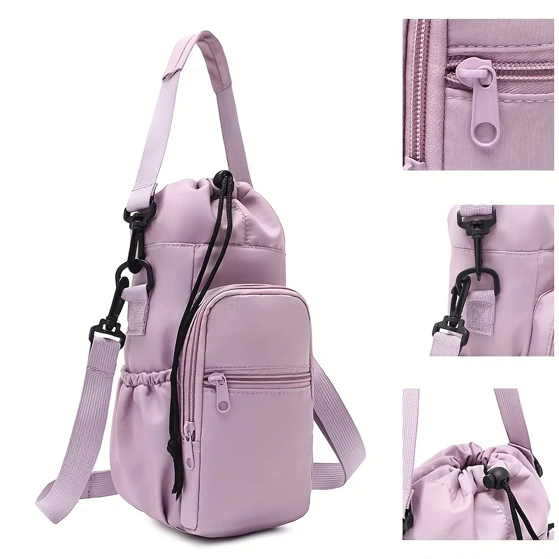 Water Bottle Crossbody Bag, Organizer with Multiple Pocket, Lightweight for Gym, Travel, Hiking, Everyday Ideal Gift for Outdoor