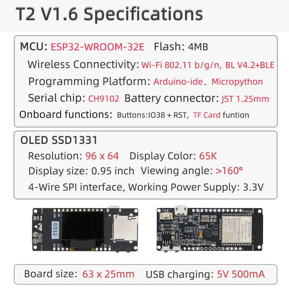 ® TTGO T2 ESP32 Development Board WiFi Bluetooth Wireless Module With 0.95 OLED
