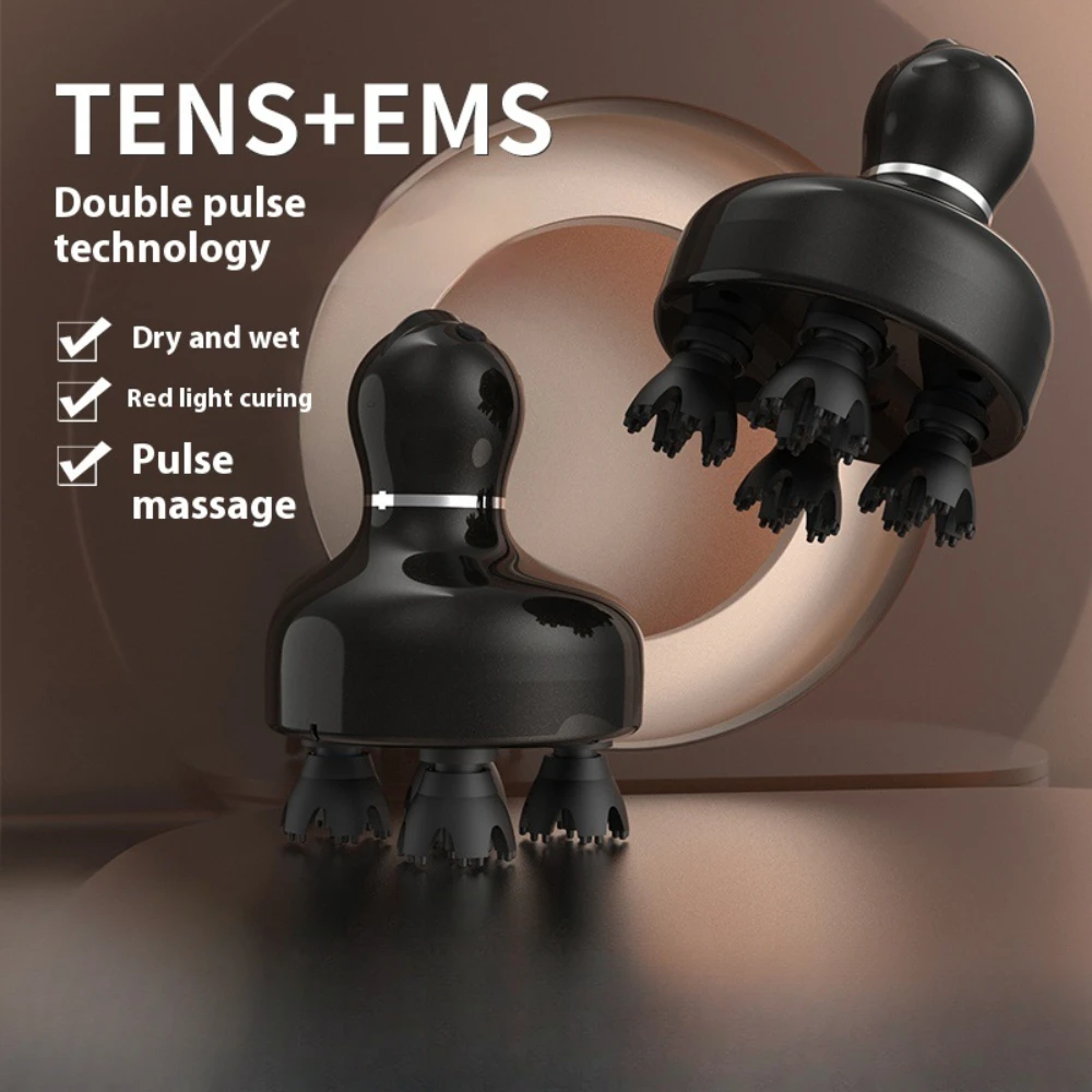 New Silicone Vibration Scalp Electric Head Massager with Vibration and Kneading High Quality Waterproof Handheld Scalp Massager