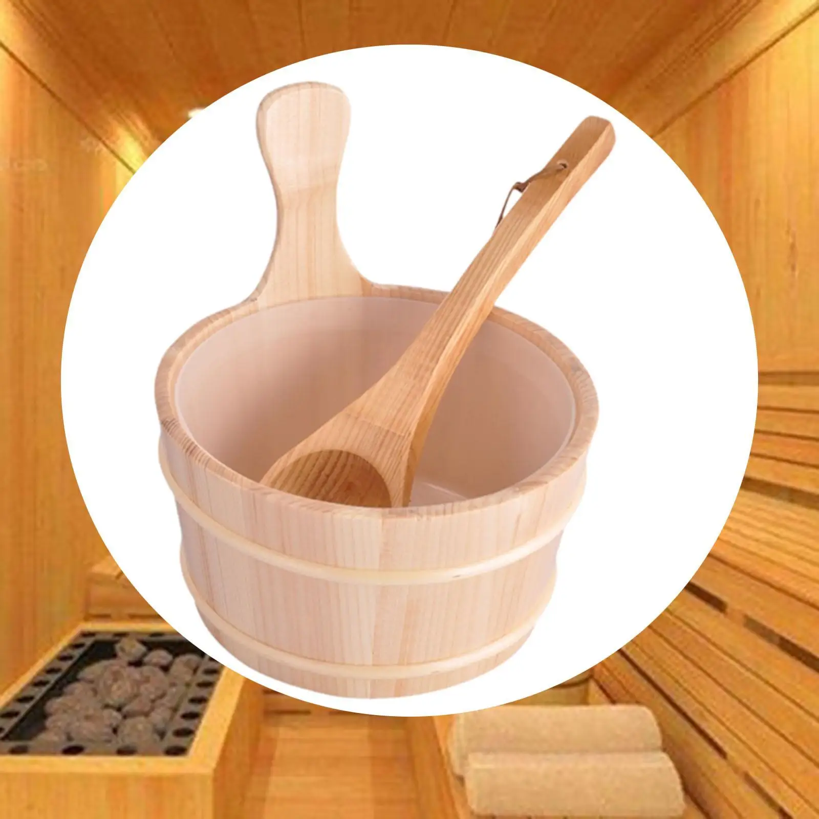 Sauna Bucket with Ladle Sauna Equipment 4L Multifunctionlal Milk Pail Gifts with