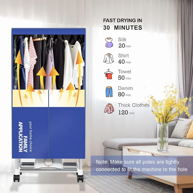 Clothes Dryer, Portable Drying Machine with Timer, 60inch Laundry Wardrobe Large Capacity,  Dryer/Rack for | Appart 4