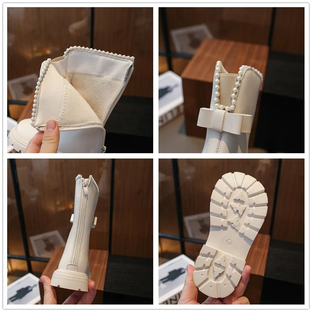 Girls Winter Fleece Boots Non Slip Breathable School Shoes