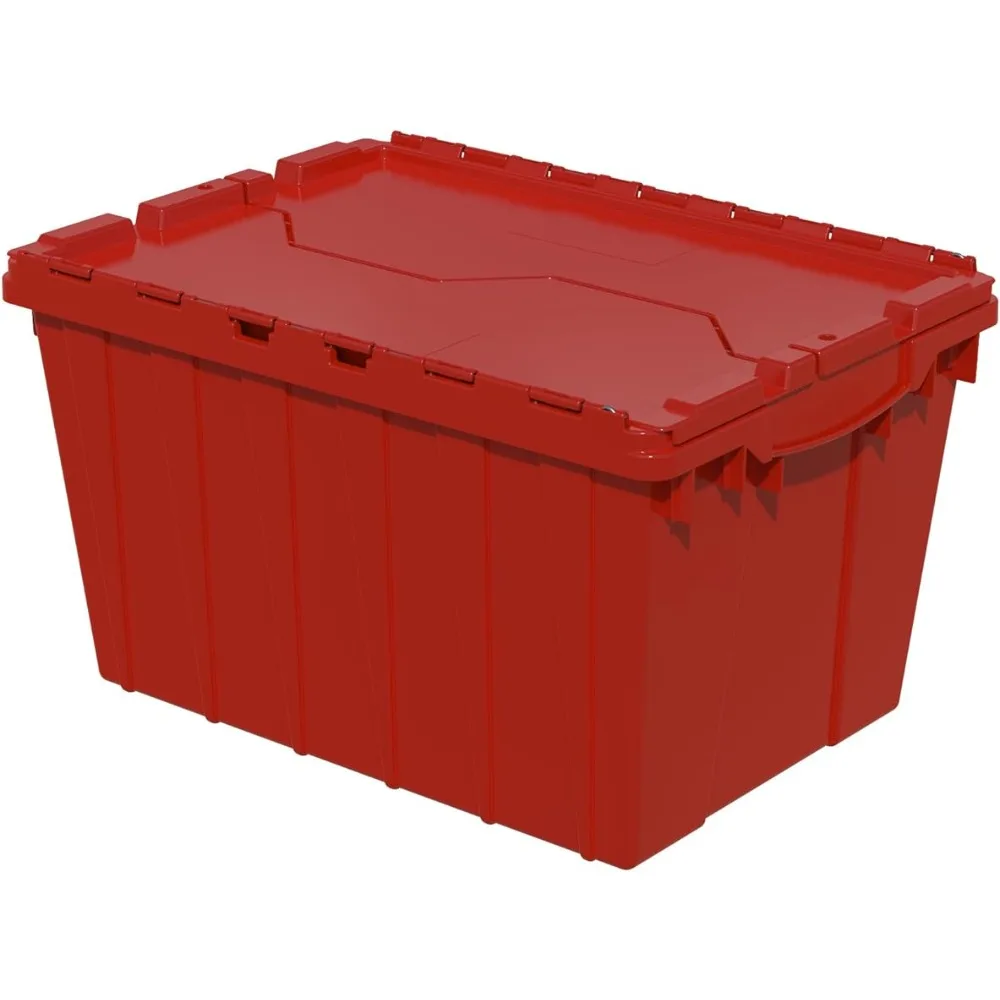 

Akro-Mils 39120 Industrial Plastic Storage Tote with Hinged Attached Lid, (21-Inch L by 15-Inch W by 12-Inch H), Red, (6-Pack)