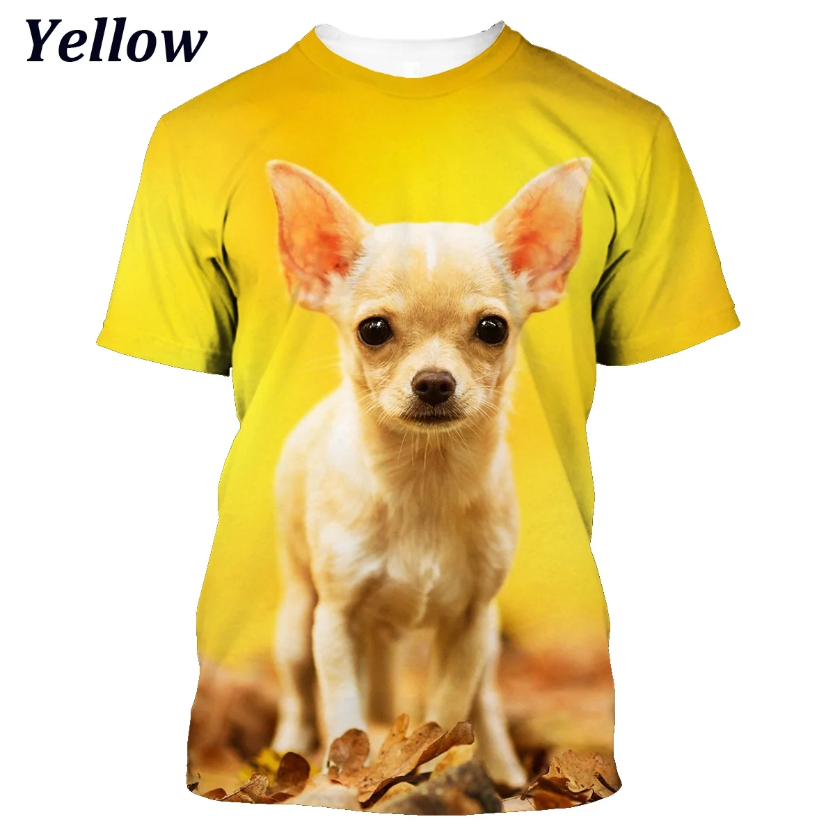 2022 Summer Fashion 3d Male and Female Animal Dog Chihuahua T-shirt Short Sleeve Top Cute white tee shirt T-Shirts