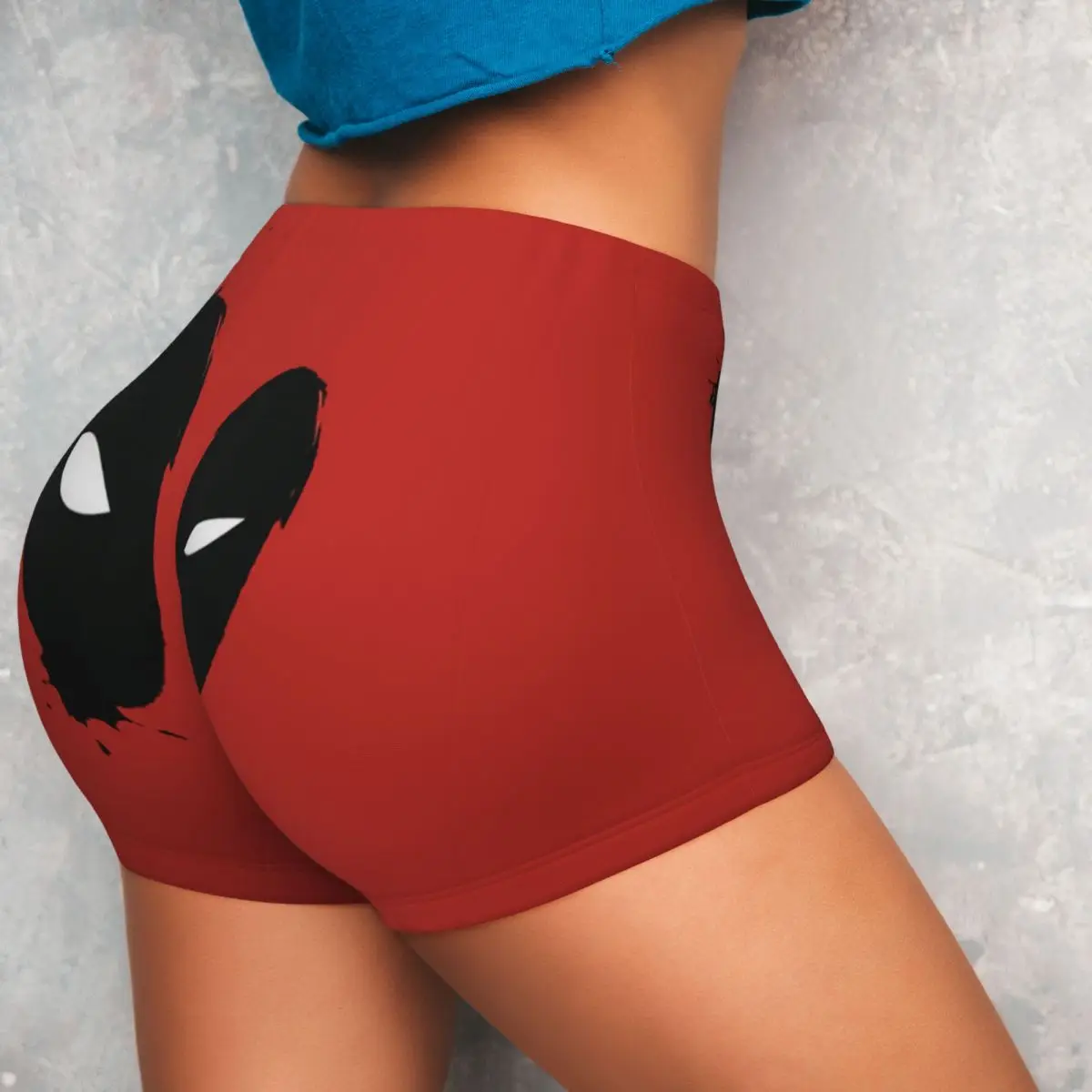 Deadpool Eyes Volleyball Biker Gym Shorts Women's Athletic Workout Yoga Shorts