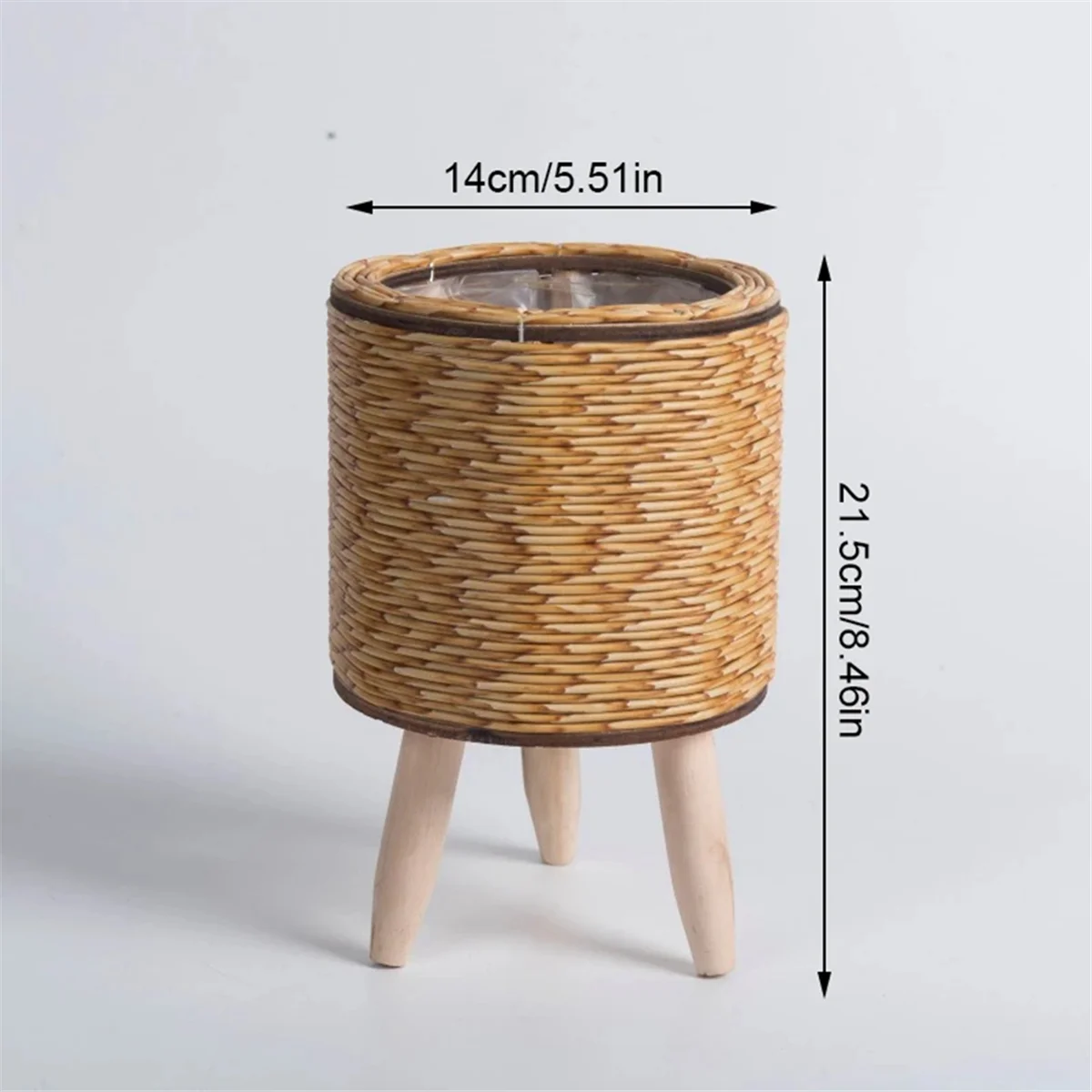 Vintage Imitation Rattan Woven Flower Shelf Planters Storage Basket with Wooden Legs Plant Pot Stand Holder for storage rack,plant stand,wooden flower shelf