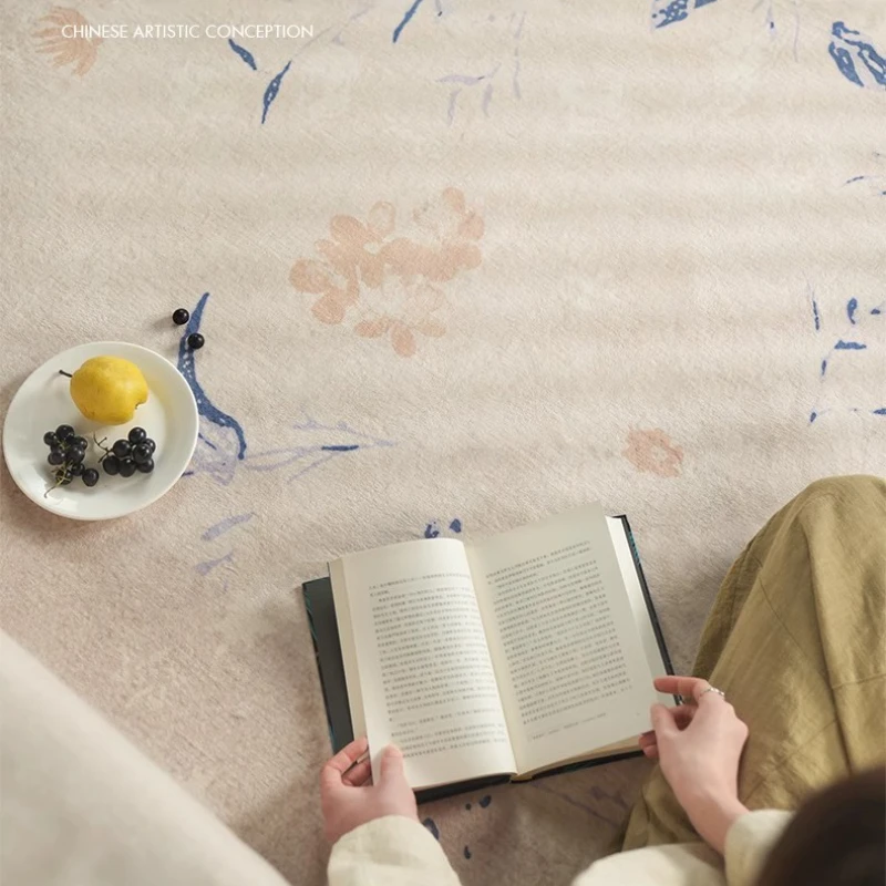 Large Living Room Carpet Modern Minimalist Floral Print Bedroom Rug Retro Light Luxury Fashion Sofa Coffee Table Mat 러그 Alfombra