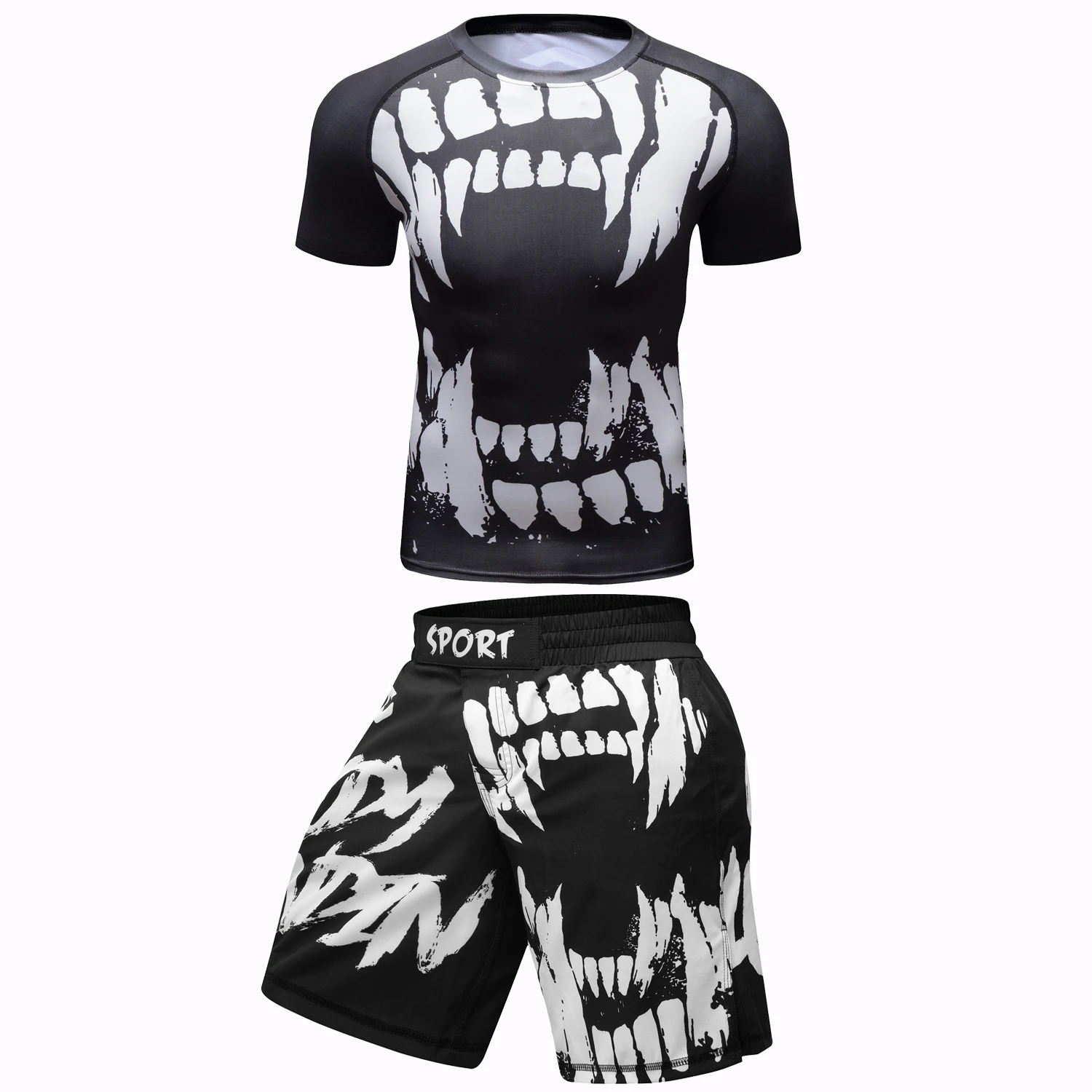 MMA Compression Jiu Jitsu T-Shirt Bjj Rashguard Men kickboxing Sportsuit MMA T-shirt Muay Thai Shorts Boxing Set Rash Guard sports apparel mens t shirt