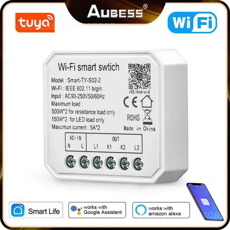 

Беспроводной Выключатель Tuya Sanrt Smart Life, Wi-Fi, Умный домашний мини-модуль переключения, умный телефон, дистанционное управление