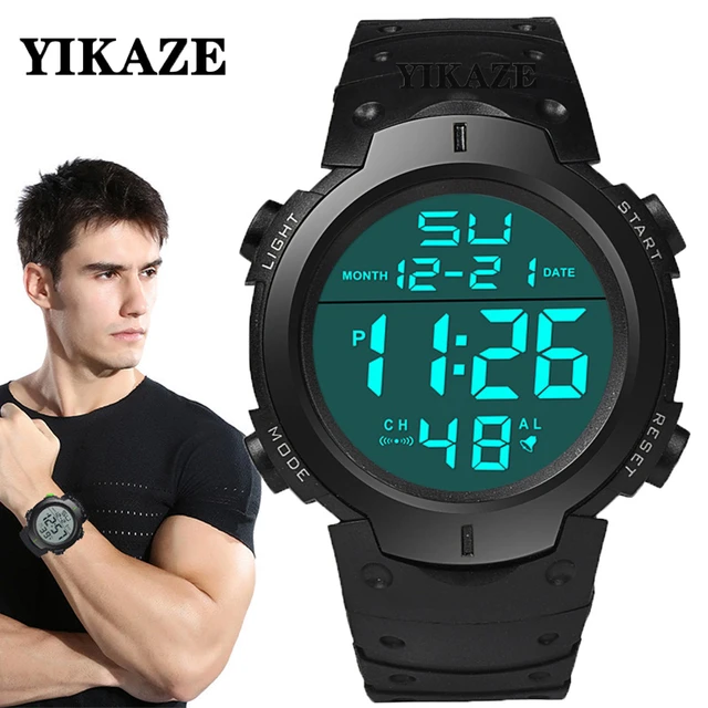 YIKAZE-relojes deportivos LED para hombre, Reloj Digital multifuncional de  goma, Reloj electrónico de cronometraje para atletas, Fitness - AliExpress