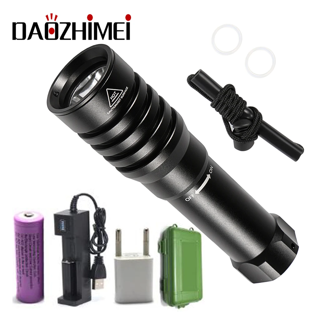 

Mini Portable XM-L2 LED Diving flashlight 18650 Tactical Underwater Lantern 100M Waterproof Lamp 1 Mode dive light