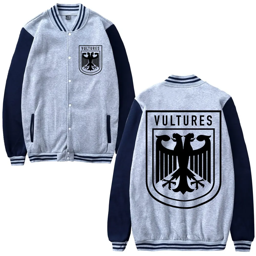 Rapper Kanye West Vultures New Music Album Graphics Baseball Uniform Men Women Hip Hop Oversized Sweatshirt Coat Baseball Jacket