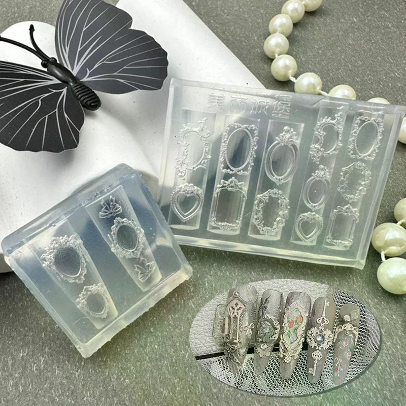 Mini Photo Frame Shape Silicone Nail Mold Nail Stamping Nails DIY Nail Salon Design Stereoscopic Manicure Art Tool