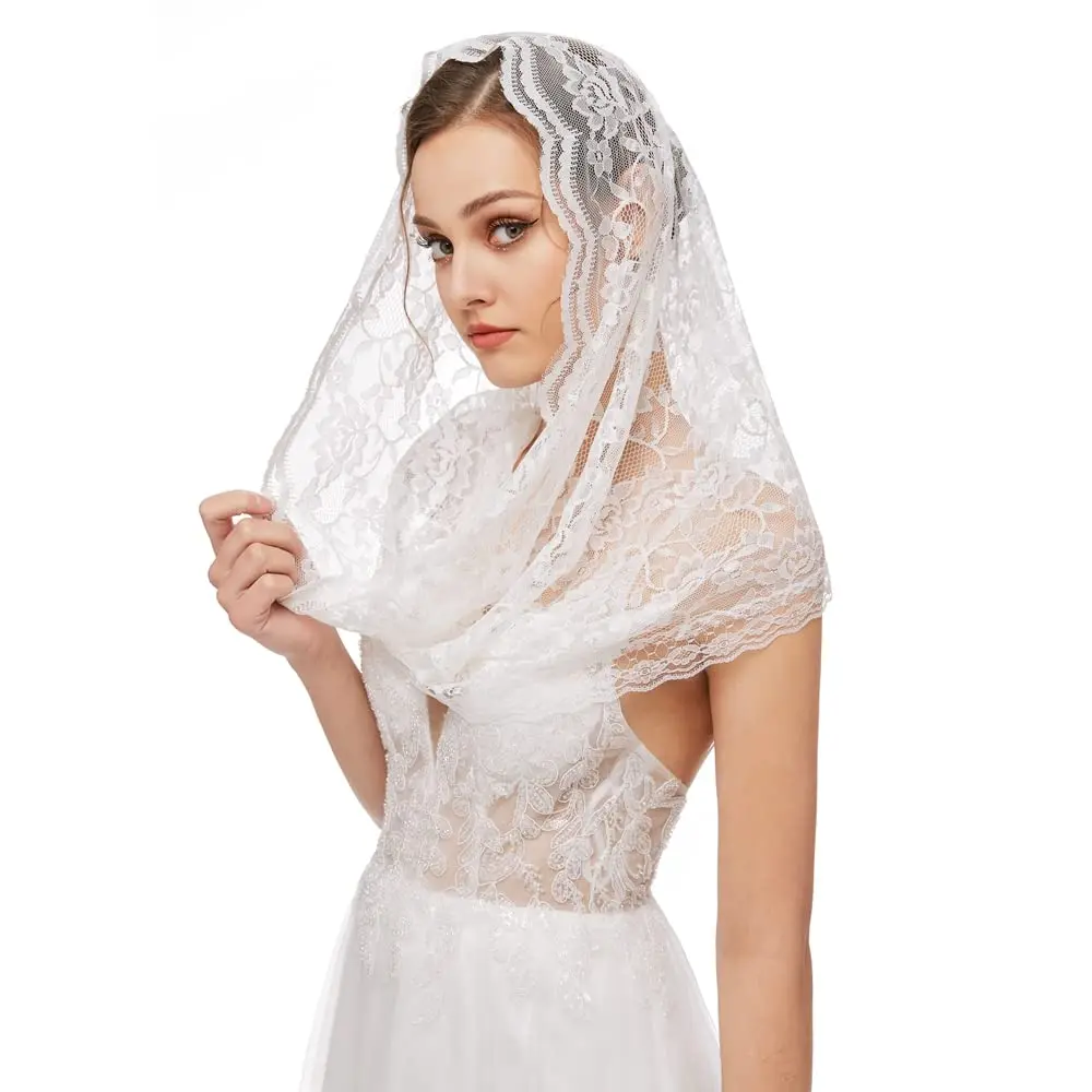 

Veils Lace Scarf Veil Head Covering Latin Mass Mantilla Veil (White) 2023