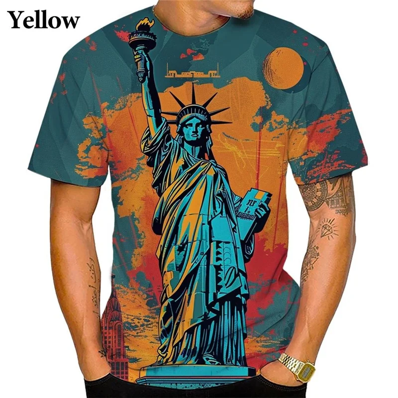 

Lady Liberty Statue 3D Printed Short-sleeved Summer Street Versatile Cool O Neck T-shirt For Men And Women Children Casual Tops