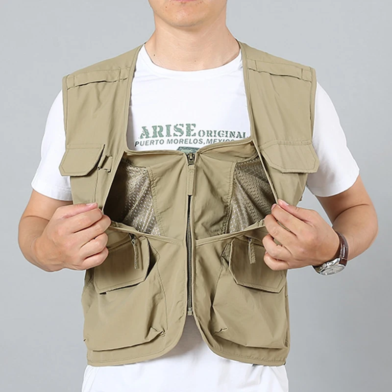 6XL Men's Waterproof Fishing Vest Utility Tactical Multi-pocket Hunting Techwear Outdoor Hiking Photography Safari Cargo US Vest