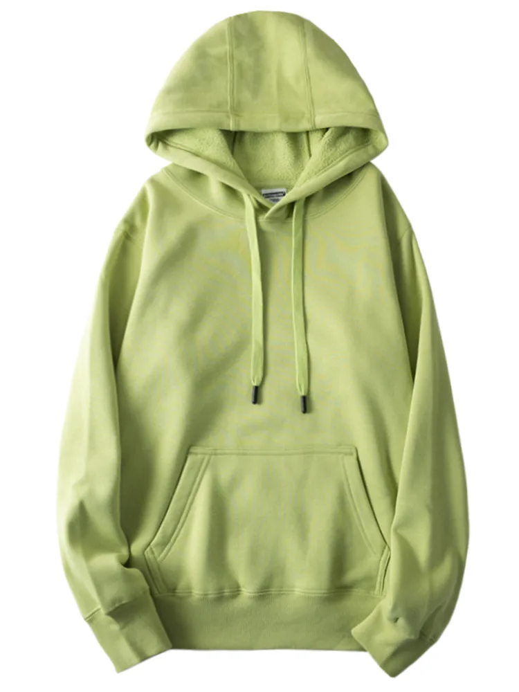 

Spring Autumn Base Hooded Hoodies Men Thick 400g Fabric Polar Fleece Solid Basic Loose Sweatshirts Quality Unisex Pullovers Tops