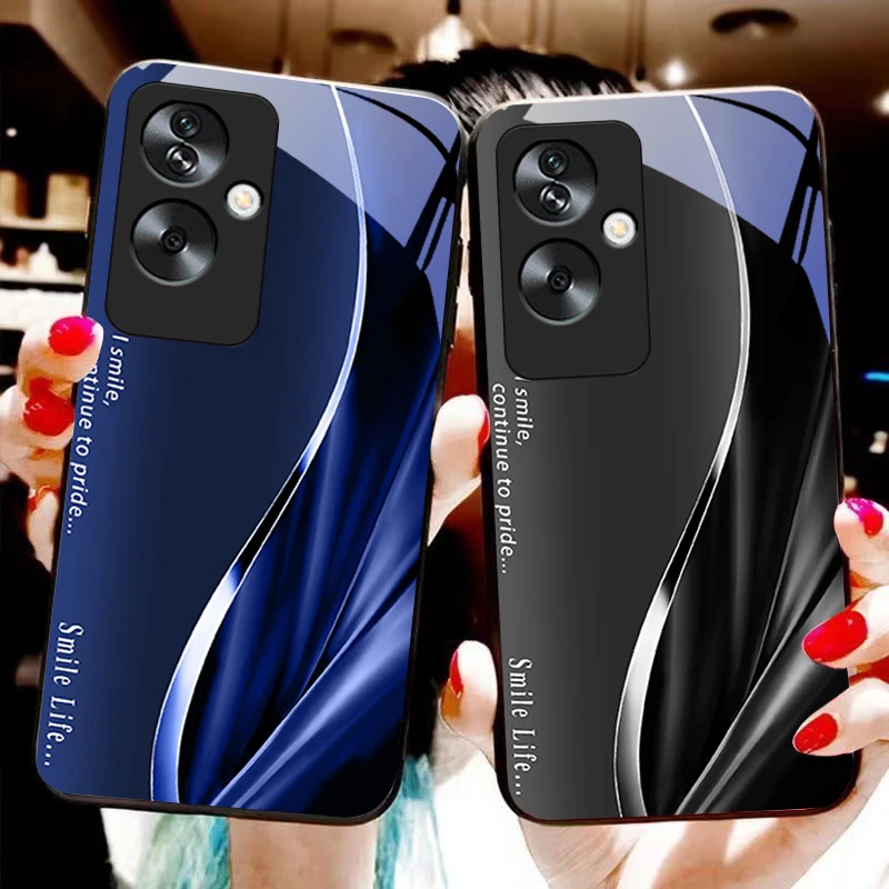New Soft Brown Red Tempered Glass Black Phone Case