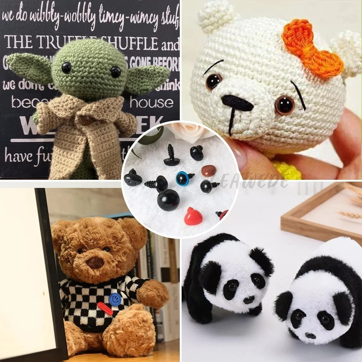 1040pcs Plastic Safety Eyes and Noses for Plush Animal with Washers Assorted Sizes plastic safety eyes googly doll eyes plastic toy eyes doll eyes doll handmade accessories craft supplies