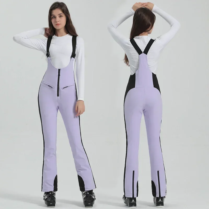 Sport Women Ski Bib Pants Windproof Slim Female Snow Trousers Winter Mountain Woman Snowboard Jumpsuits Outdoor Tacksuit Clothes