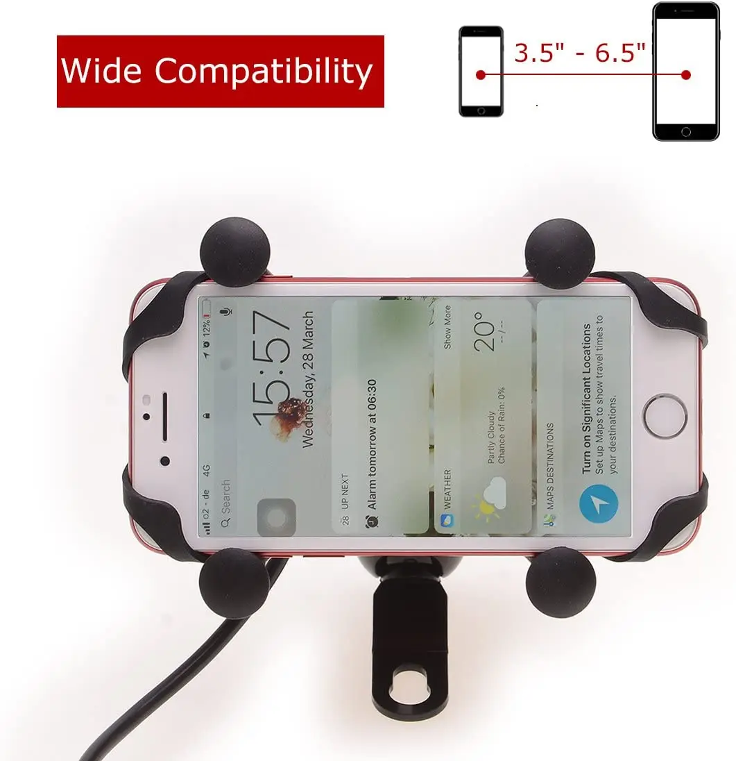 Universal Motorcycle Mobile Cellphone Smartphone Mount Holder Waterproof with USB Charger 360° Rotation Motorcycle Phone Holder