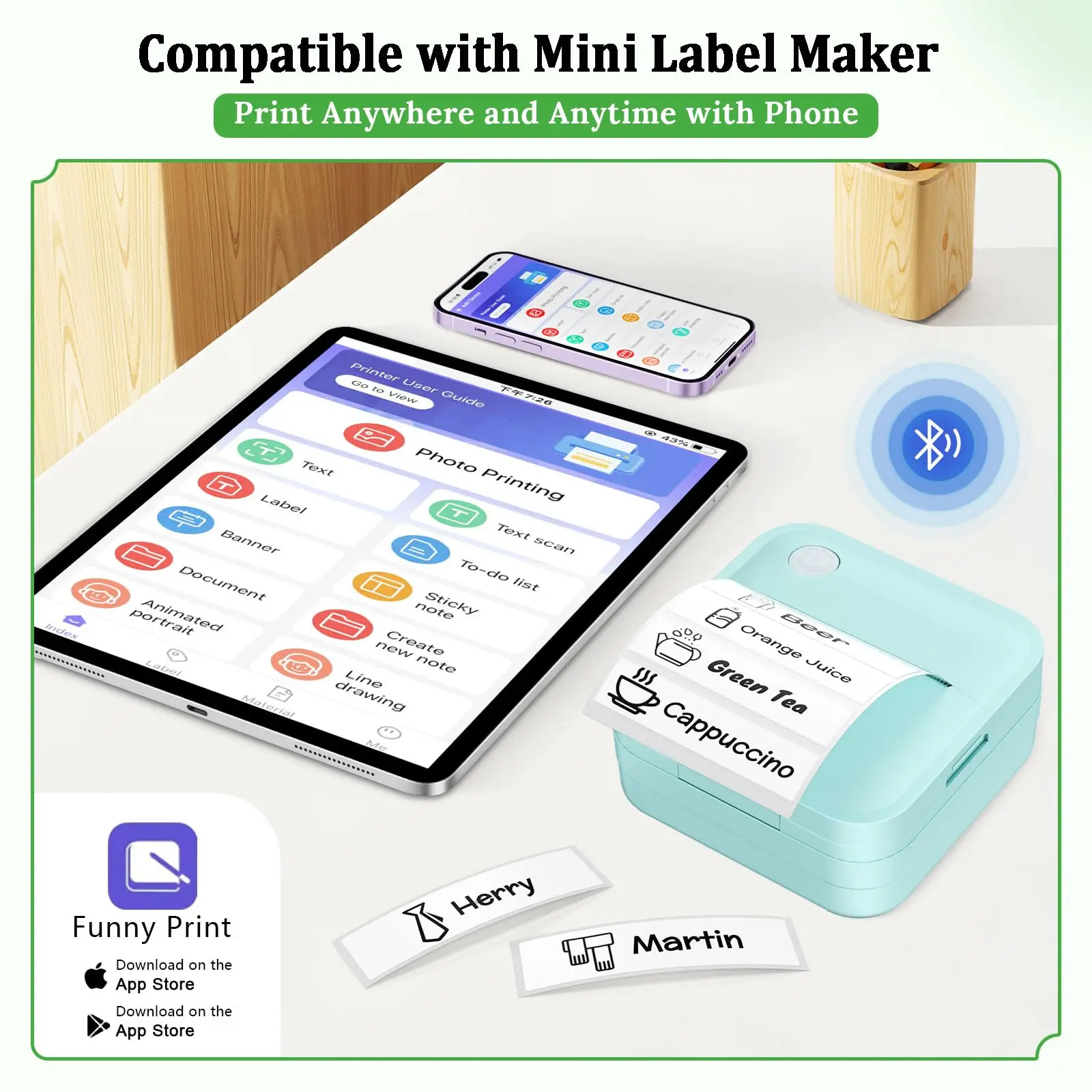 Mini Sticker Printer Label - 5 Rolls 50x15mm Thermal Paper for Miouca Thermal Label Printer, White Adhesive Sticker for Home