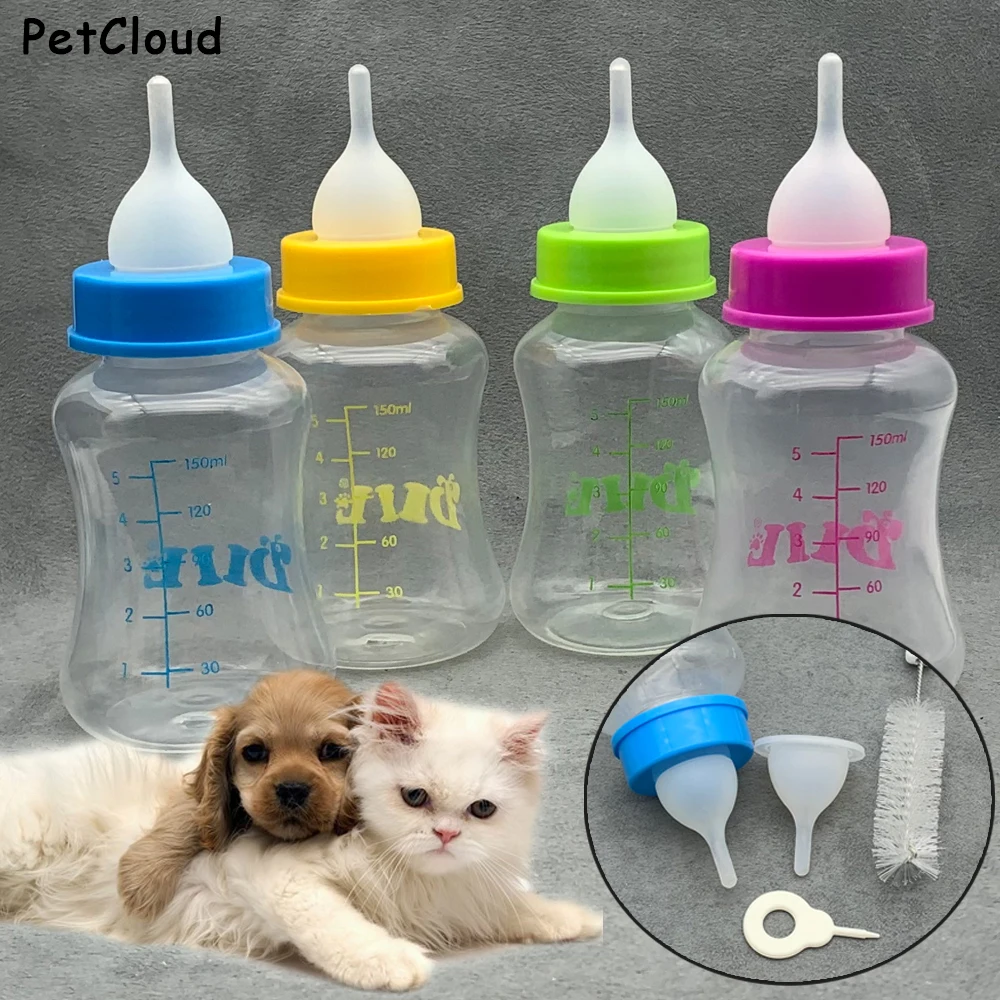 

Pet Milk Bottle Silicone Nipple Dog Cat Feeding Bottle Set With Cleaning Brush Replacement Nipples Pet Supplies PetCloud