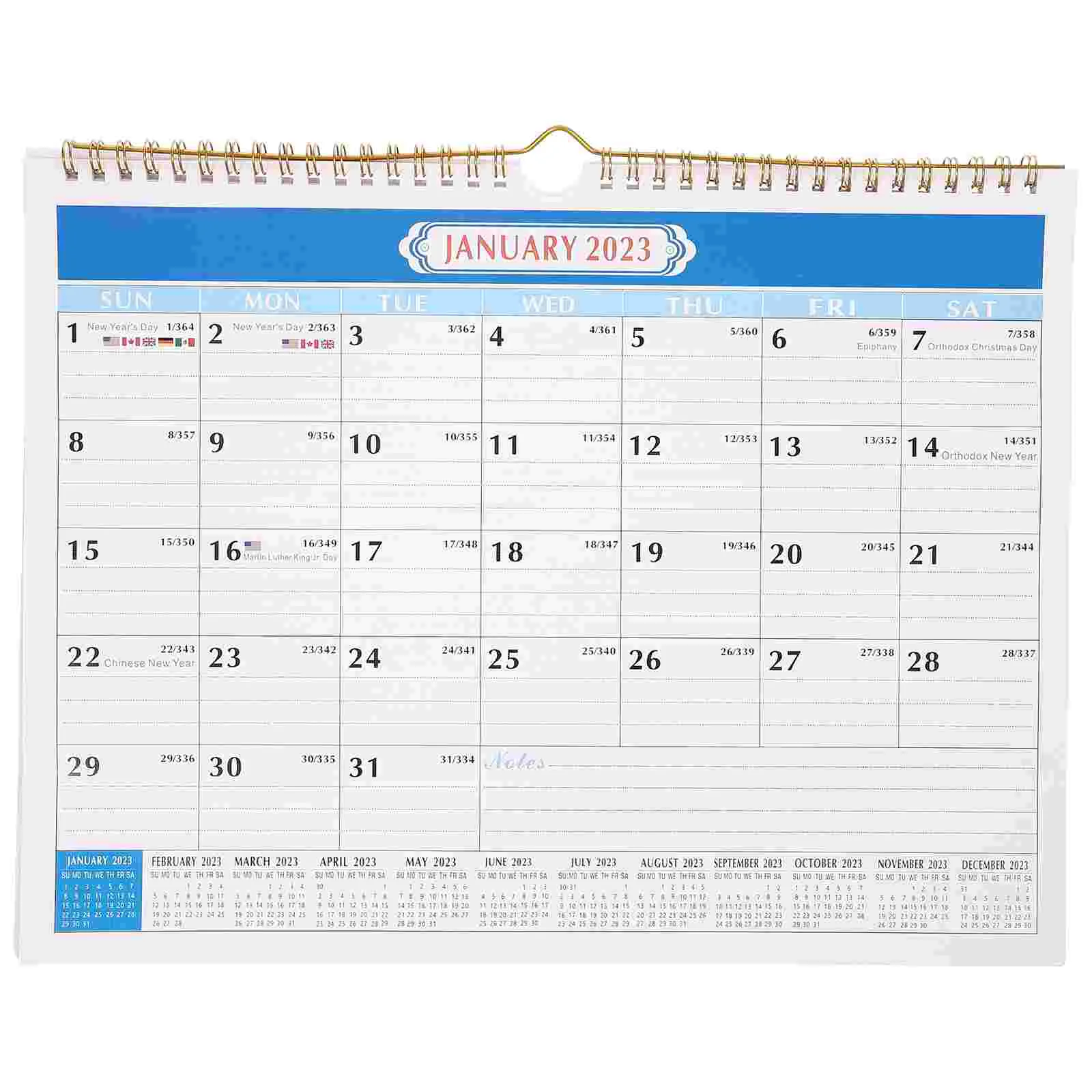 

2023 English Wall Calendar Spiral Bedroom Hanging Monthly Planner for Home 2023-2024 Desk