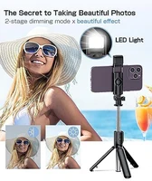 Bluetooth Wireless Selfie Stick Tripod Stand with Light Remote Extendable Tripod for iPhone Mobile Phone Tiktok Live Streaming - Image 2