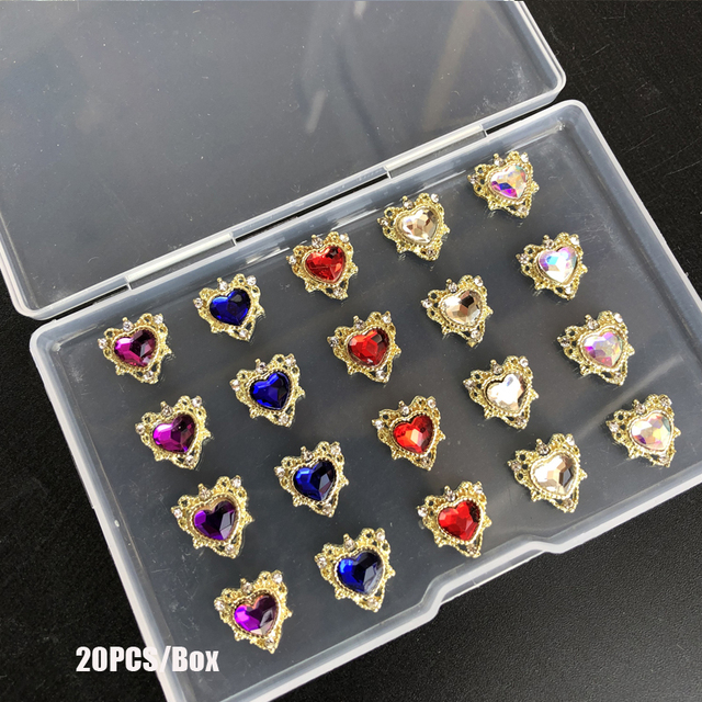 Box Red Nail Cherry Charms 3D Nail Rhinestones Mix Shape Nail Studs Shiny Nail Rhinestone Cute Glitter Nail Accessories Gems