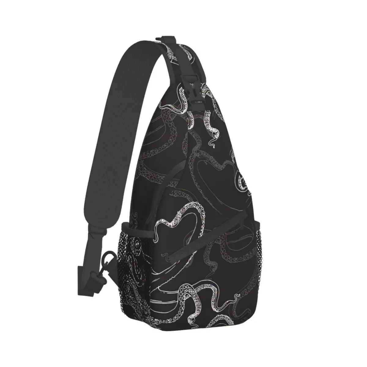 BlackAndWhiteLInesDesignCrossbodyChestBagsTentaclesPockets